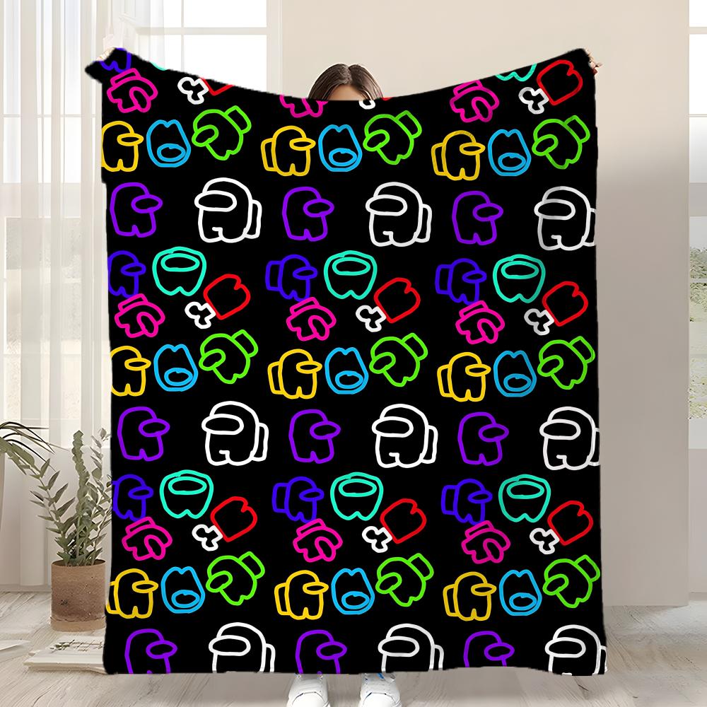 Game A-AMonG Us Throw Kid-Friendly Flannel Throw Blanket Soft Warm Anti-Static Washable All Season