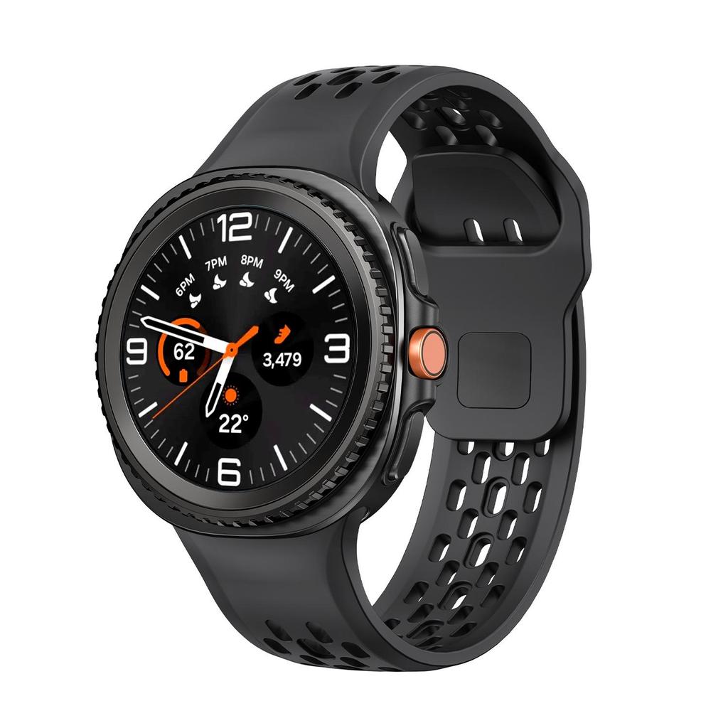Compatible Black Perforated Silicone Strap for Samsung Galaxy Watch8/8 Classic