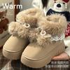High-top Thick-soled Cotton Slippers Women's Winter Wear New Velvet Thickened Non-slip Warm Cotton Shoes Women