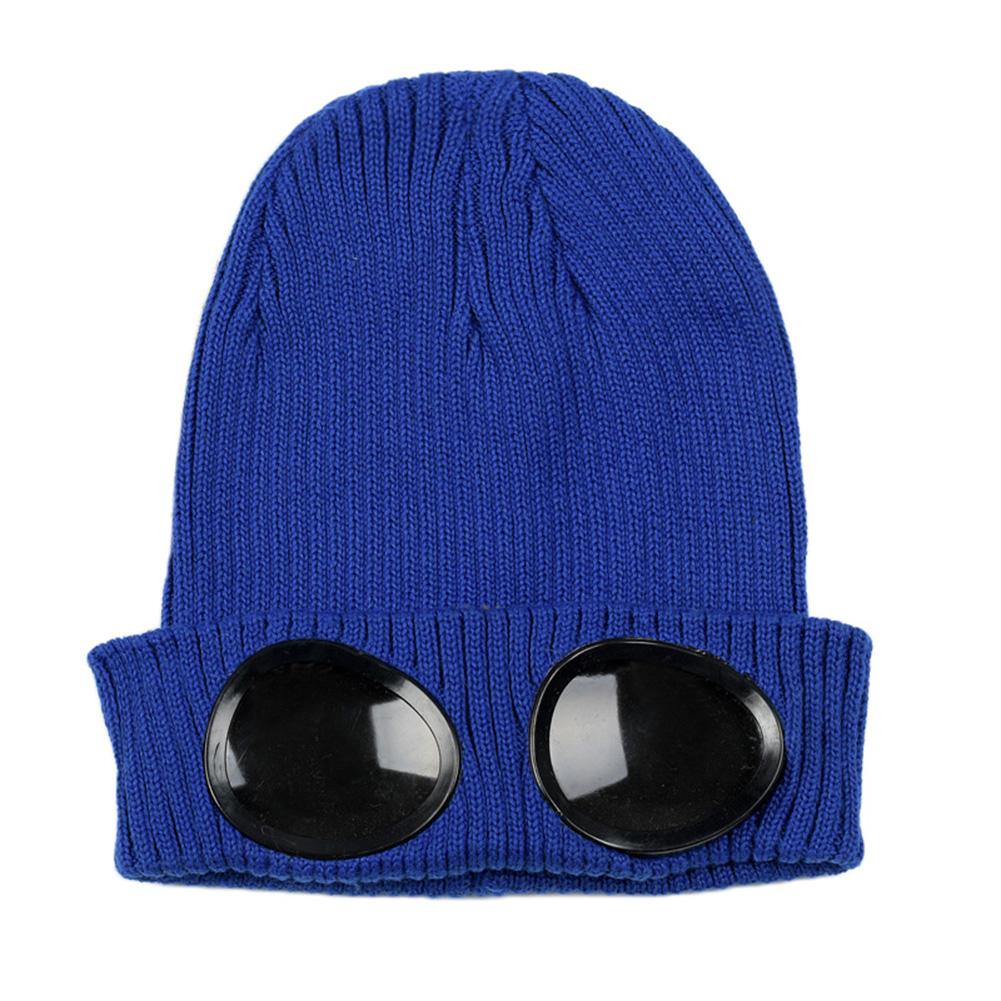 Bonnet en tricot pour hommes/femmes avec ornements lunettes Chapeau chaud à la mode