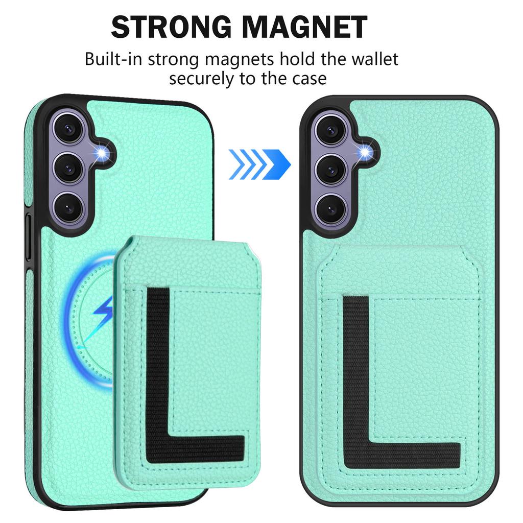 For Samsung Galaxy S25+ Magnetic Case TPU+PU Leather Phone Back Cover with Detachable Card Holder