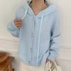 Real Shot Hooded Fashion Loose Knitted Cardigan Autumn and Winter New Lazy Style Solid Color Versatile Outer Wear Thickened Sweater Women