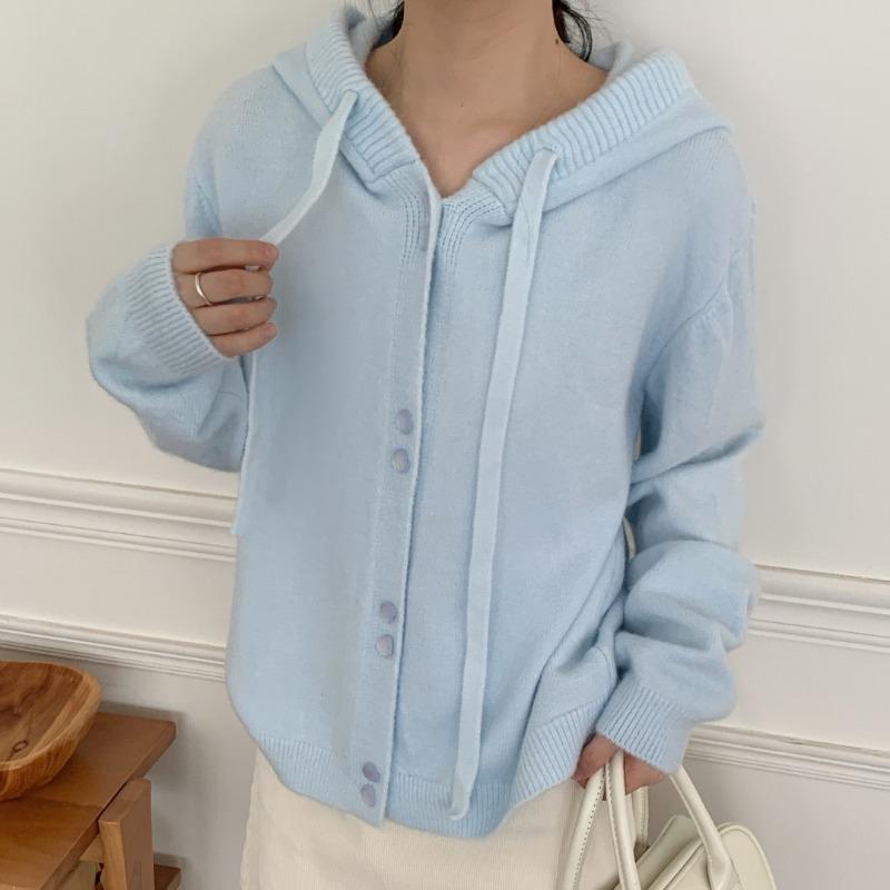 Real Shot Hooded Fashion Loose Knitted Cardigan Autumn and Winter New Lazy Style Solid Color Versatile Outer Wear Thickened Sweater Women
