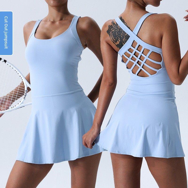 Europe and America Cross Border Amazon Hot Sexy Beauty Back Golf Tennis Skirt Dress Gym Exercise Yoga Clothes