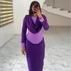 European and American summer new African temperament women's clothing color matching swing collar slim hip wrap dress