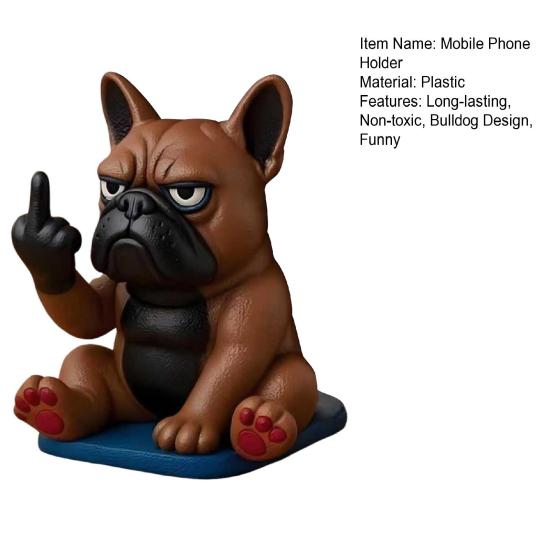 Funny Bulldog Phone Holder Sassy Middle Finger Bulldog Phone Stand Cartoon Dog Cell Phone Stand for Desk All Smartphones
