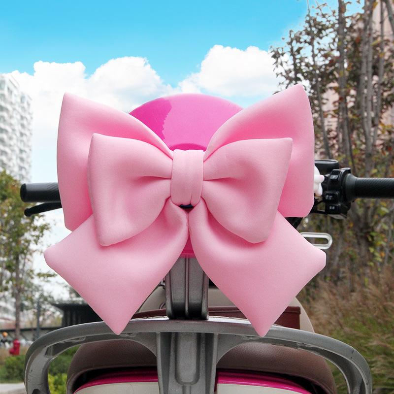 25x23 Universal Motorcycle Scooter Decor Helmet Bow Girl Electric Vehicle Rear Seat Decoration Accessories Cute Bow Cotton