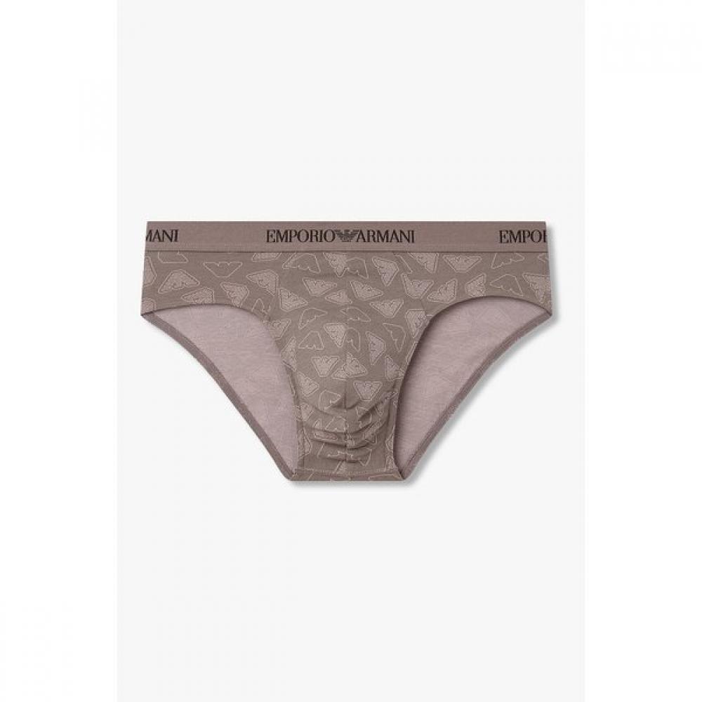 Emporio Armani Men S Outline Logo Pattern Brief  08m6111303 S(95)