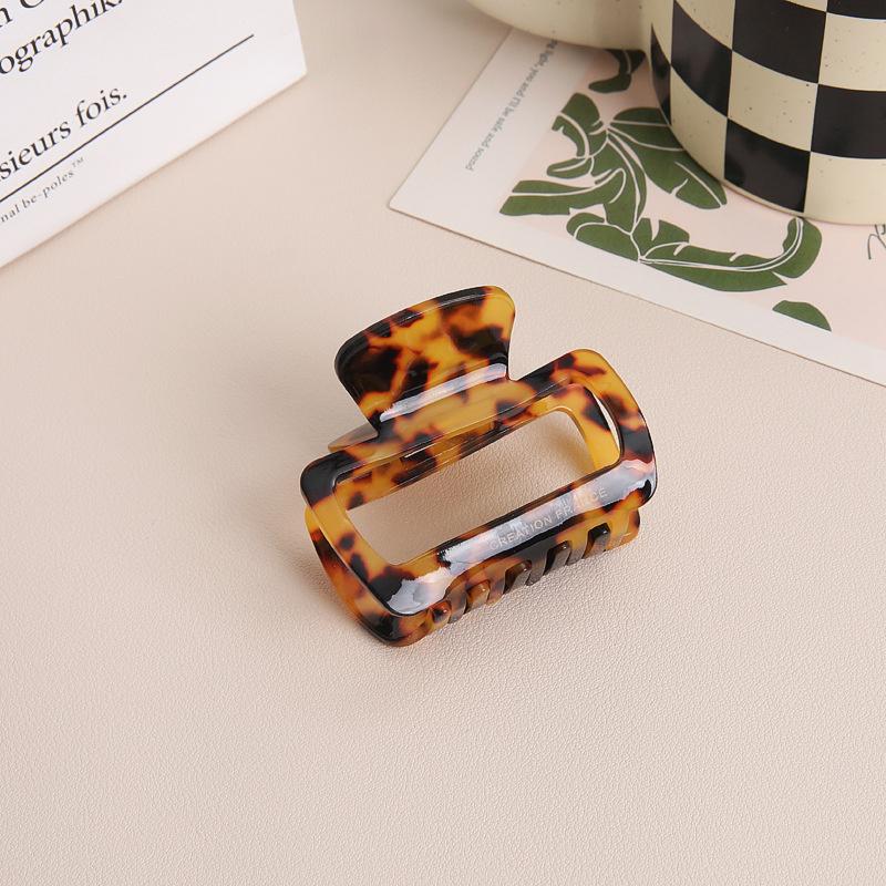 New Acetate Square Hollow Out Big Claw Clips For Women Solid Color Leopard Pattern Shark Clip Female Hair Accessories