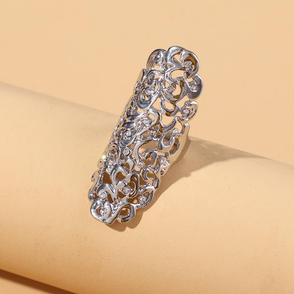 1 szt. pierścionek damski w stylu etnicznym vintage z wyciętym cyrkonem, wszechstronny dodatek na co dzień