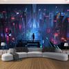 VIKAMA Cyberpunk City Tapestry Neon Night Scene Wall Hanging for Bedroom Living Room Esports Gamer Room Decor