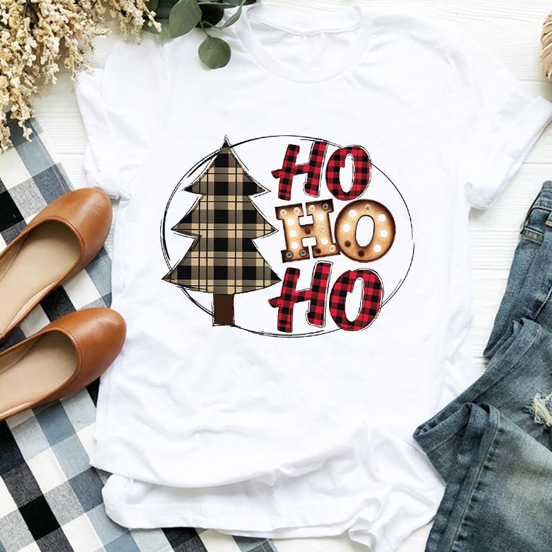 Women Lady Deer Animal Cartoon Print Printing Merry Christmas Womens Clothes Shirt T Tee For Tshirt