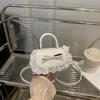 Versatile Vintage Lace Trim Pu Small Square Crossbody Bag For Women Daily Commute