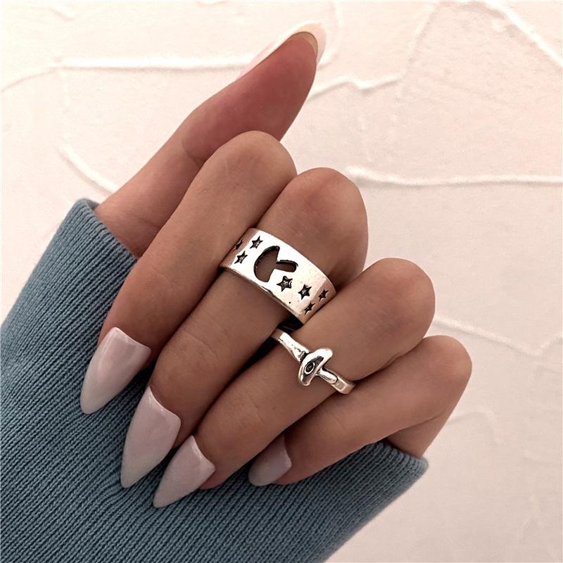 iF ME Korejská móda Zlatý stříbrný prstenový set Ve tvaru srdce Motýl Ultrajemné prsteny Dámské doplňky