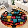 1pc Colorful Cats Office Round Area Rug, Indoor Mat Suitable ForOffice, Under Office Chairs Bedroom Living Room Home Decor, D125