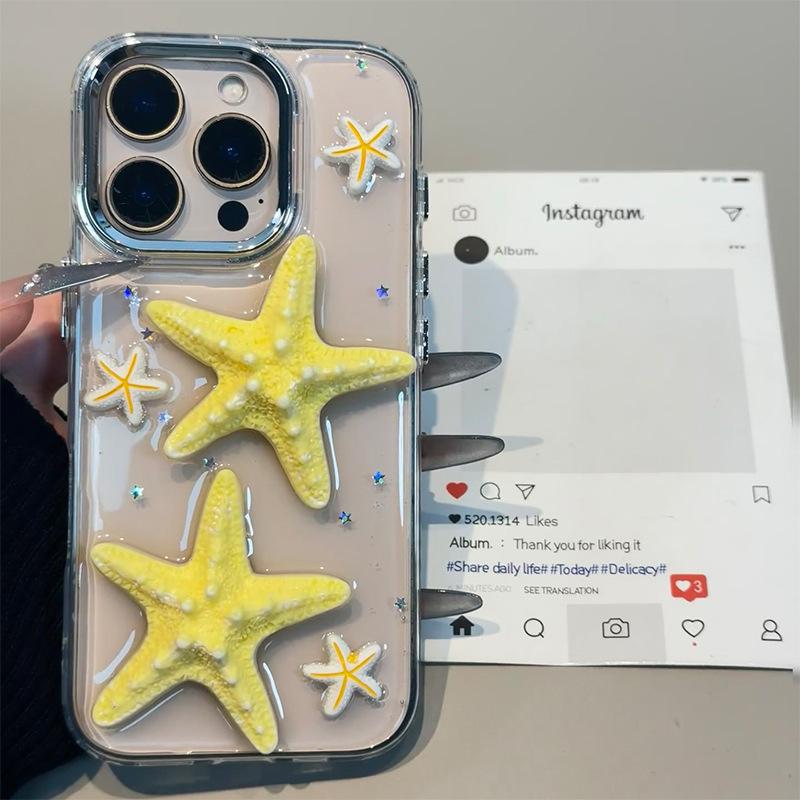 

Sea Star Shell Phone Case for Apple 16promax Sparkling Pink Glitter for IPhone17 Transparent 15 Women s Fashion For iPhone 17Promax