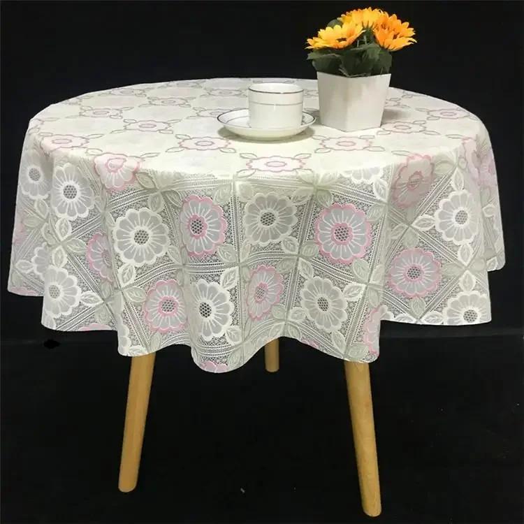 Pvc Desk Mat Printed Dustproof Table Cover Round Lace Table Waterproof Oil Resistant Scald Resistant Round Tablecloth
