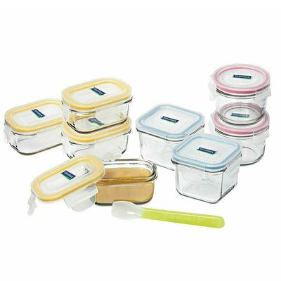 Set pentru bebeluși Glasslock dreptunghiular, pătrat și rotund, cu lingură