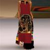 Women's V Neck Sleeveless Maxi Dress Loose Fit Elastic Waist Ethnic Vintage African Figure Print Long Dress