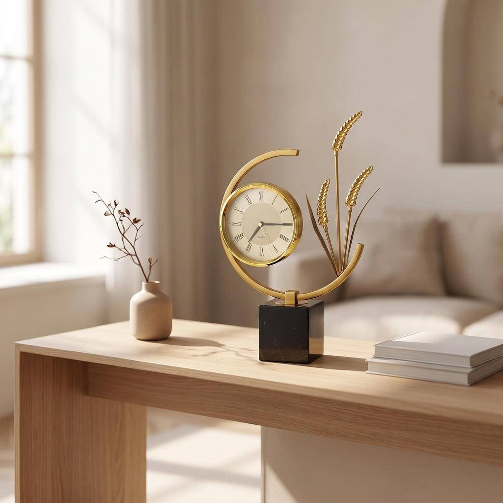 Clock Roman Numeral Tabletop Sculpture Elegant for Office Desk