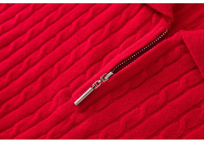 Korean Style Twisted Cable Knit Polo with Retro Cashmere Short Sleeves