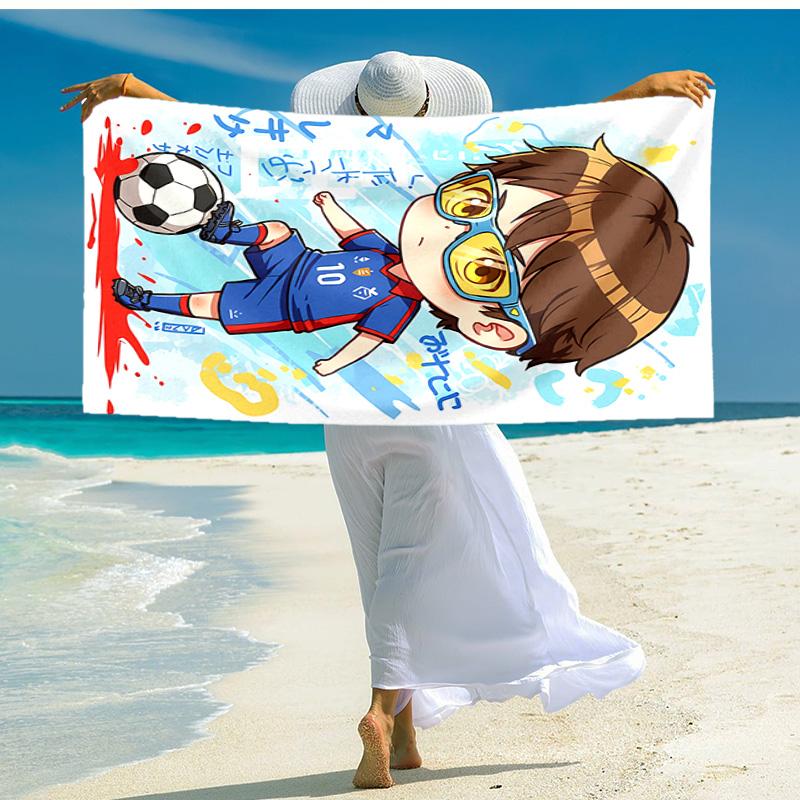 1pc Soccer Player Action Cartoon Quick Dry Microfiber Bath Towel for Swimming Surfing Camping Unisex Holiday. SJT7201120