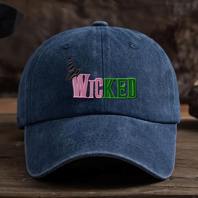 Women'S Retro Wicked Musical-Inspired Baseball Cap - Adjustable Snapback With Wicked Lettering & Elphaba-Inspired Graphic