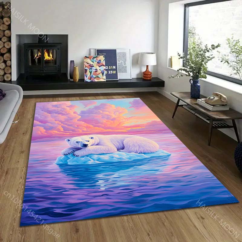 Multiple sizes Polar Bear Artistic  Pattern Carpet for Living Room Bedroom Sofa Home Decor Non-slip Floor Mat Luxury Gift