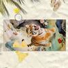Cartoon-Tiger-, Blumen- und Felsmuster Polyester-Mikrofaser-Strandtuch ist sehr saugfähig, geeignet für Schwimmen und Strandausflüge