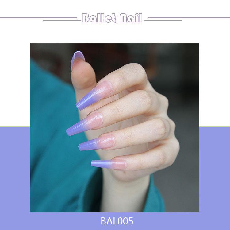 Artificial Nails Translucent Blue and Purple Gradient Wearable Fake Nails Manicure Patches