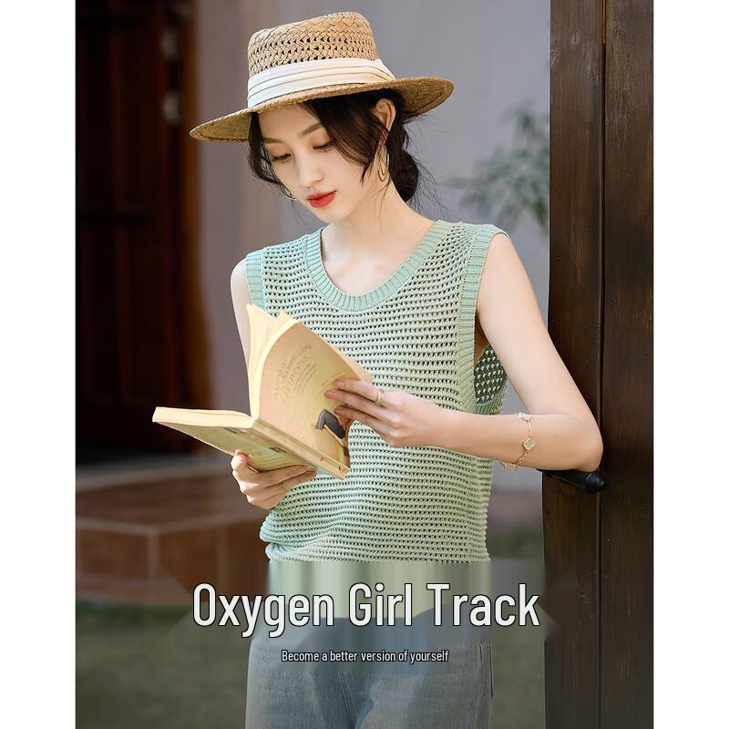 Women s Breathable Sleeveless Hollow Knit Top XL