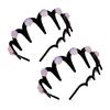 2Pcs Women Headband Faux Pearls Decor Anti-slip Teeth Hair Hoop Lightweight Elastic Hair Accessory Daily Wear