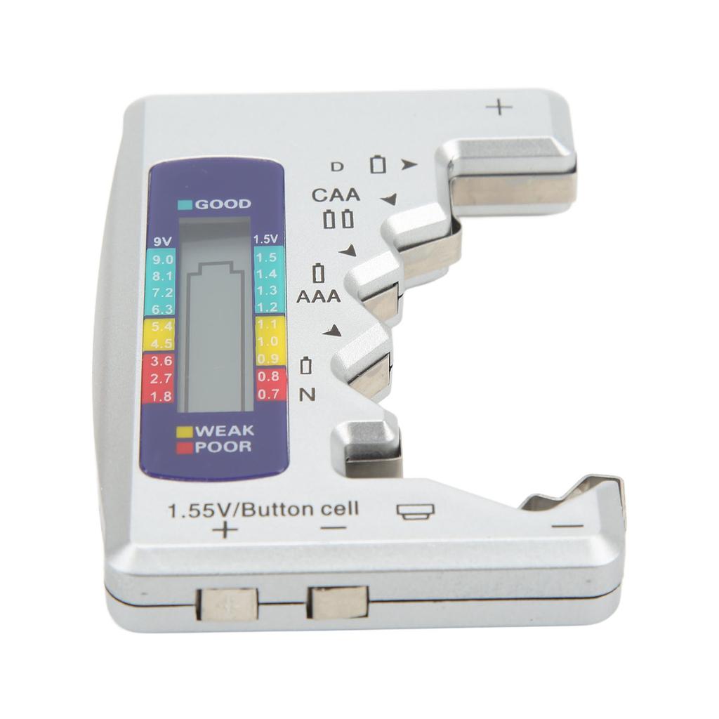 Digital Battery Capacity Gauge Tester Universal D C N AAA AA 9V 1.5V Button Cell Analyzer Silver