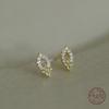 925 Sterling Silver Plating 14K Gold Inlaid Shiny Zircon Geometry Earrings for Women Fashion Temperament Party Jewelry Gift