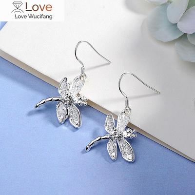 Jewelry 925 Sterling Silver Crystal Dragonfly Earrings for Woman Best Friend Gifts Party Wedding