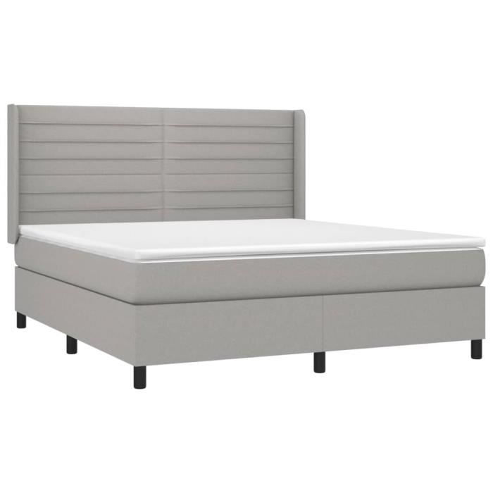 3131521 vidaXL Lit à sommier tapissier avec matelas Gris clair 160x200cm Tissu