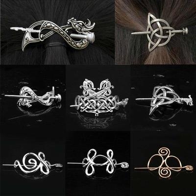 Wikinger-Haarnadel, Celtics-Knoten, Krone, Vintage-Metalldrachen, Schiebe-Haarstab, Runen-Haarspange, Haarschmuck, Zubehör für Frauen und Mädchen