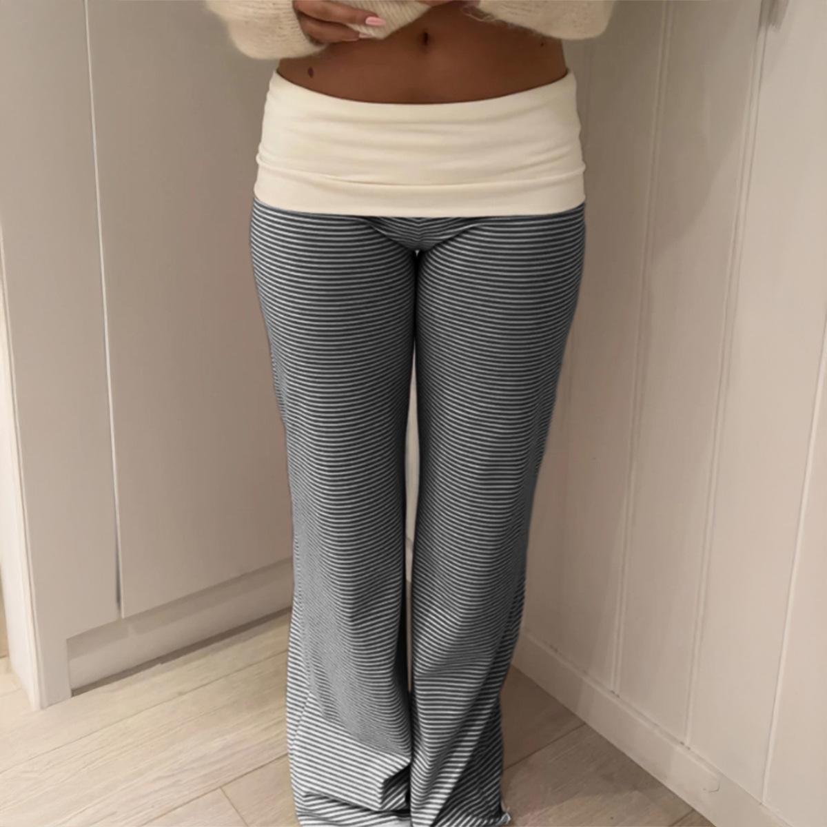 

Casual Holiday Striped Belted Trousers for Women 2025 Autumn and Winter S чорний