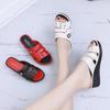 2024 Summer Women's Slippers PVC Openwork Slippers Middle-aged Mom Shoes Leisure Sandals Fashion Platform Wedge Heels Slippers