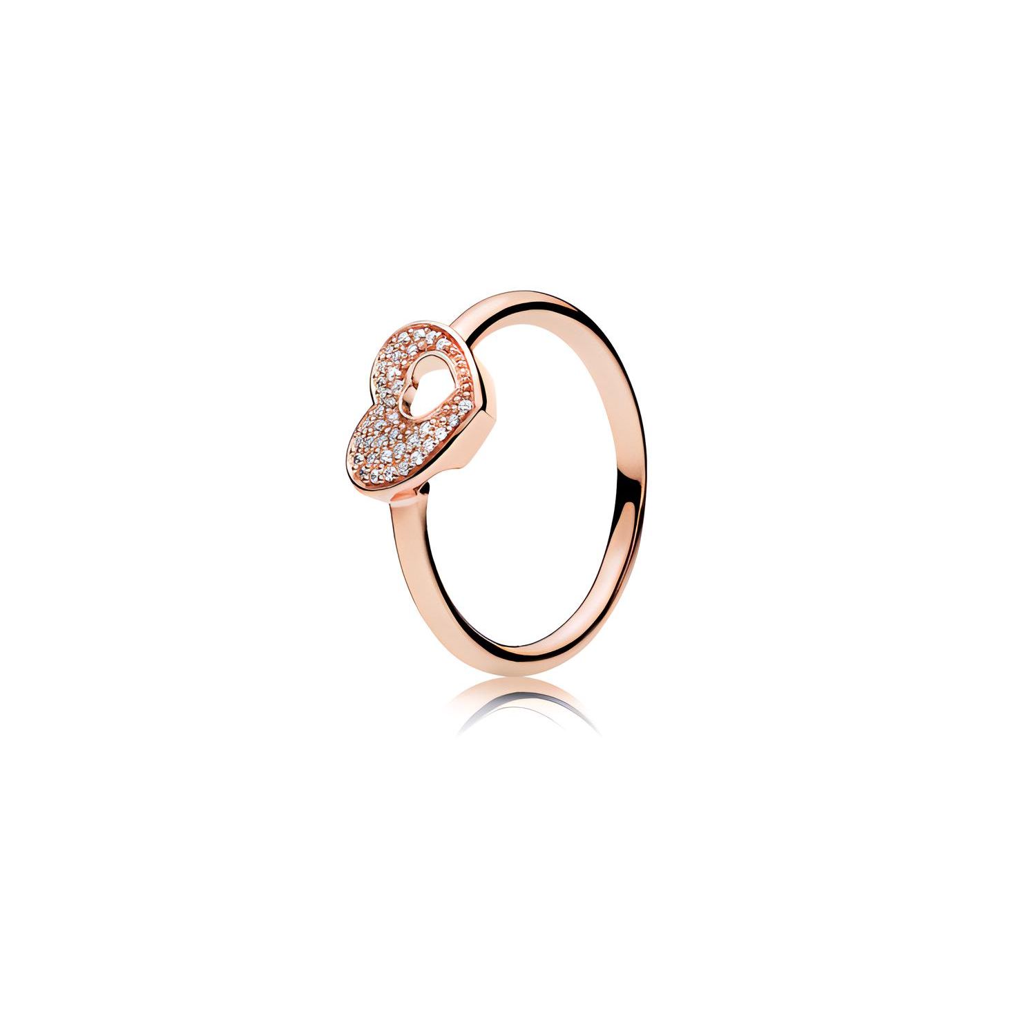 Pandora Shiny Puzzle Heart Frame Ring With Cubic Zirconia Women ring Rose-Gold 186550CZ 48mm