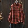 Women's Retro Style Printed Knit Sweater with Half-High Neck