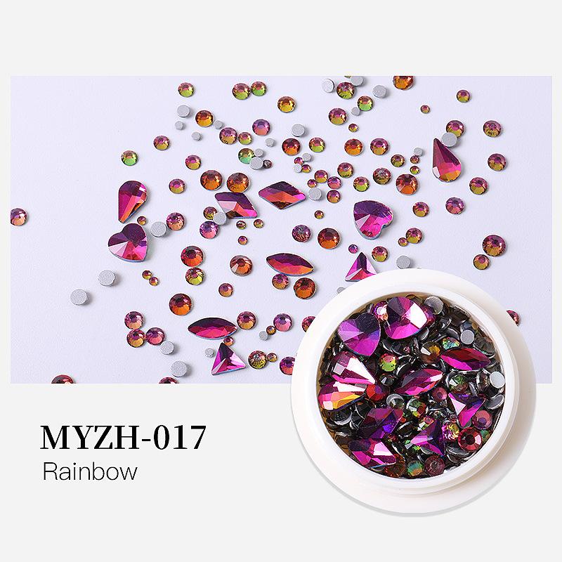 Round Box Nail Art Jewelry Glass Round Diamond Special-Shaped Diamond Flat Bottom Diamond Nail Art Diamond Jewelry Mixed