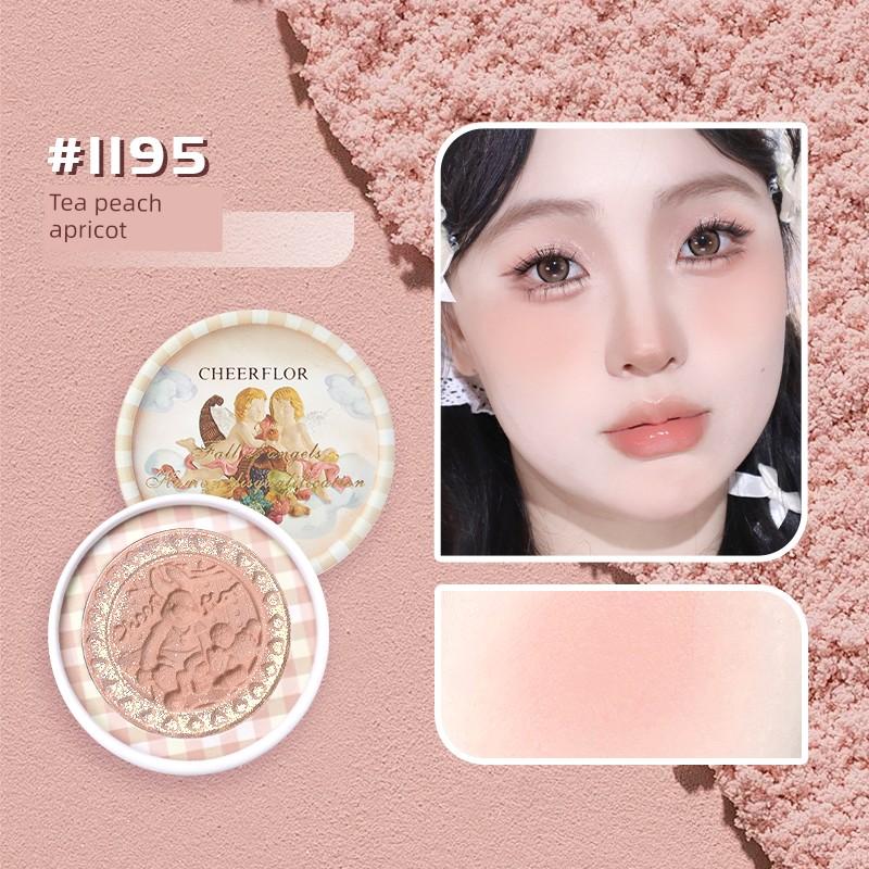 Cheerflor Angel Embossed Blush Low Saturation Expanding Color Milk Powder 1198 Nude Makeup Korean Style for Women