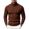 Men's Cable Knit Turtleneck Sweater, High Neck Long Sleeve Chunky Knit Pullover, Winter Casual Warm Knitwear for Men