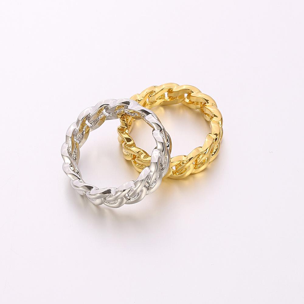 Simple Cuban Style Ring, Fashionable Two-color Twist Ring, Jewelry Trend