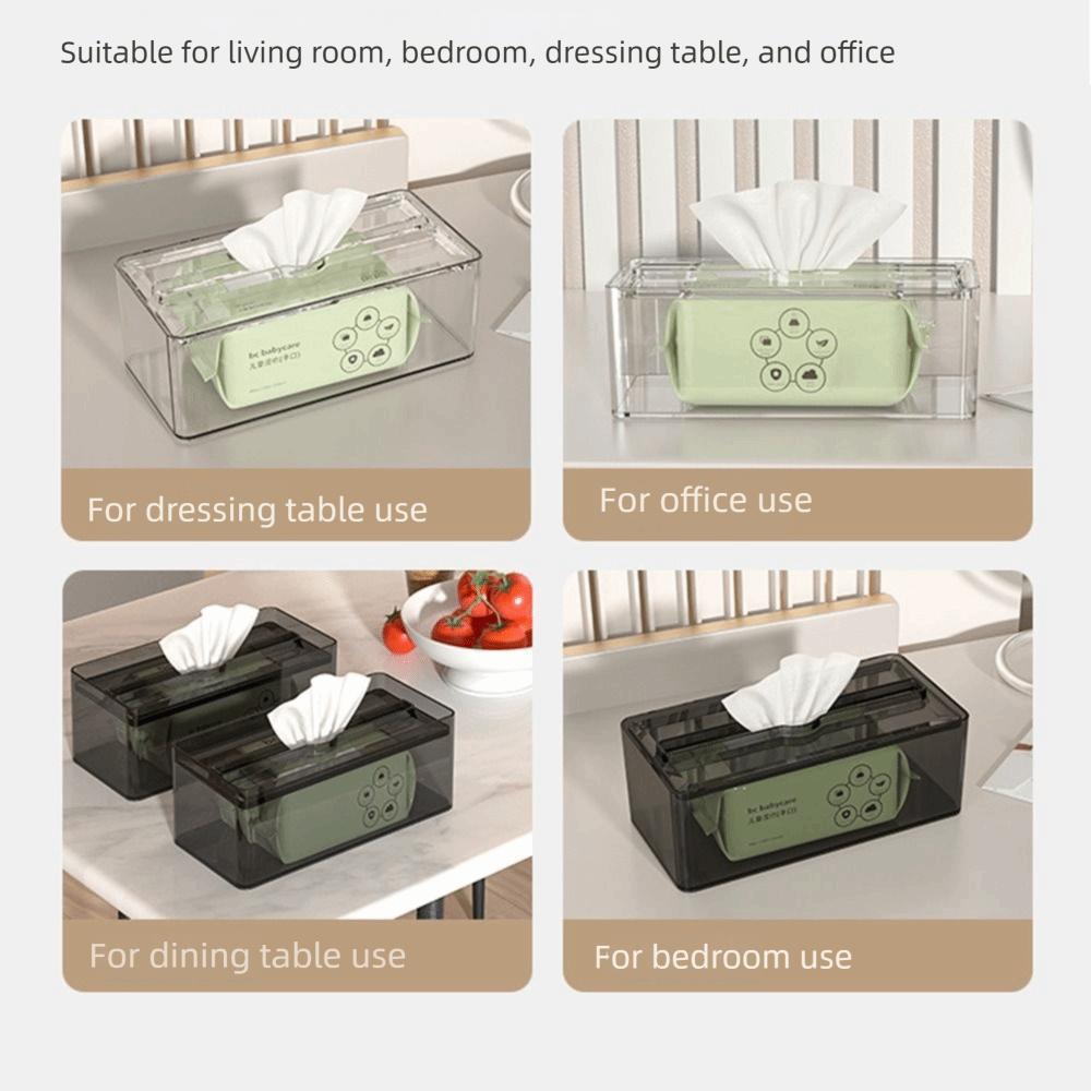 Multi-Functional Transparent Tissue Box Rectangular Facial Towel Holder  Home Use