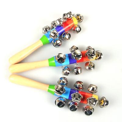 Bunte Regenbogen Handglocke Stock Holz Diskussion Musikalisches Spielzeug für Erwachsene KTV Party Kinderspiel Geschenk