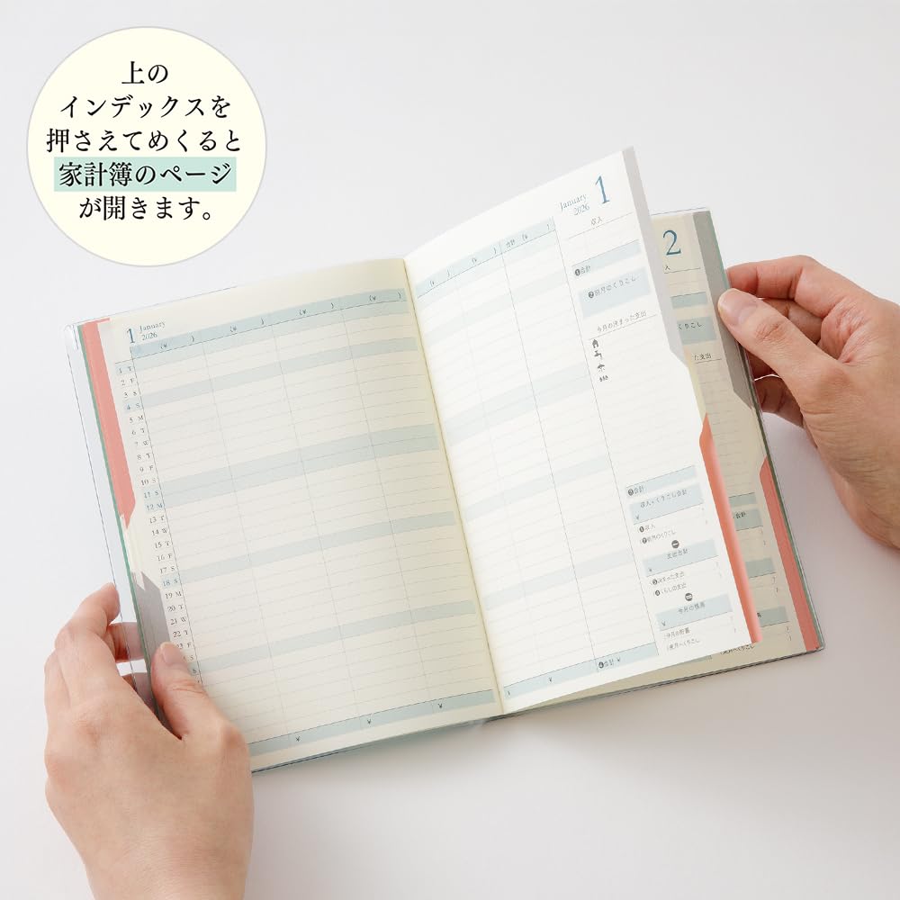 Midori Double Schedule Planner, 2026, B6, Monthly Money, Blue-Green, 22386006 (Starts October 2025)