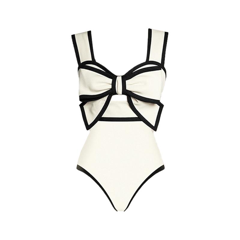2024 Solid Red Retro One Piece Swimsuit Women Bow Tie Swimwear with Skirt Sexy Bathing Suit Monokini Beach Bodysuit Beach Wear