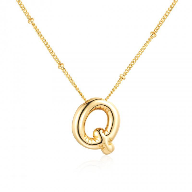 Minimalist Copper-Plated Gold Alphabet Pendant Sweater Chain Jewelry